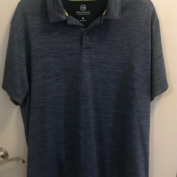 Men’s Free Country Blue Polo Shirt Size XXL Ultimate Comfort Very Soft Material - Picture 1 of 4